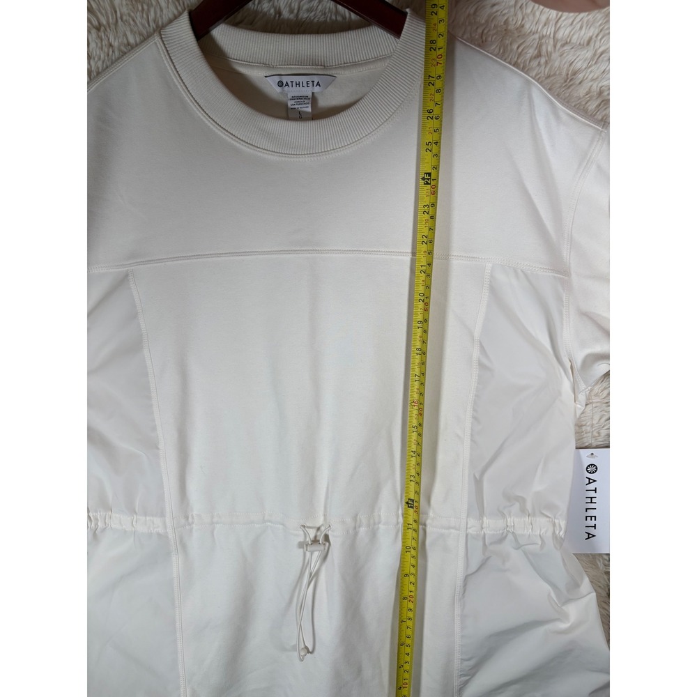 Athleta Triumph Hybrid Crewneck Sweatshirt Off White Large NWT Adjustable Waist - Picture 10 of 12